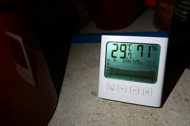 7/29の湿度グラフと平均温度　平均湿度
